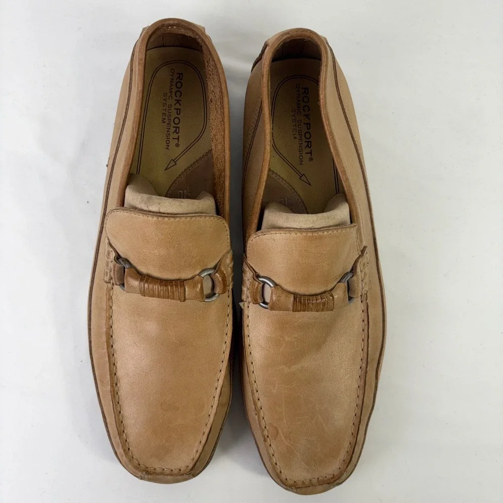 Rockport Mens Classic Horsebit Tan Leather Slip On Loafer‎ Shoes APM 1180D 10.5